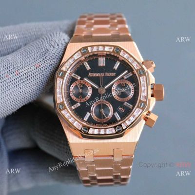 Swiss Grade Copy Audemars Piguet Royal Oak Baguette Watch in 38mm Rose Gold